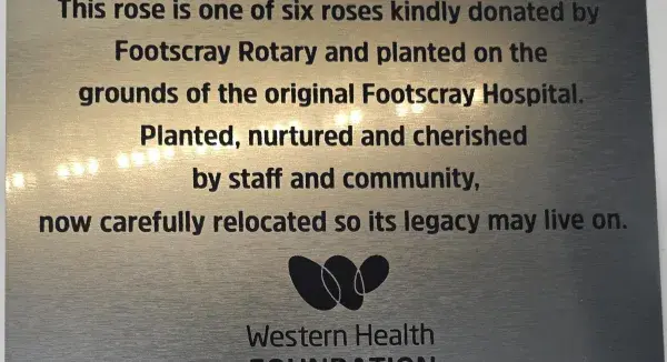 Plaque that accompanied every rose