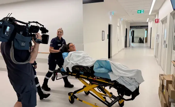 Patient mock move in action captured by a film crew. 