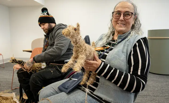 Master weaver and Gunditjmara woman Aunty Bronwyn Razem