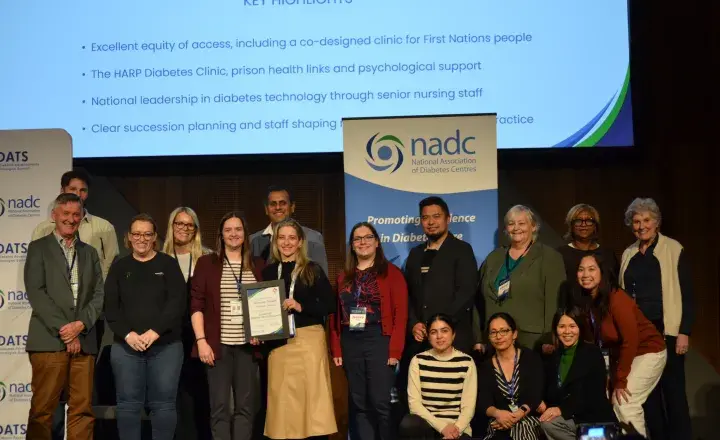 Western Health staff receiving the Centre of Excellence award from the National Association of Diabetes Centre