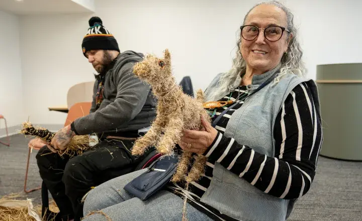 Master weaver and Gunditjmara woman Aunty Bronwyn Razem
