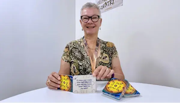 Maternity discussion cards and staff person