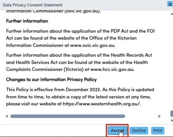 Step 6 View the Data Privacy Consent Statement